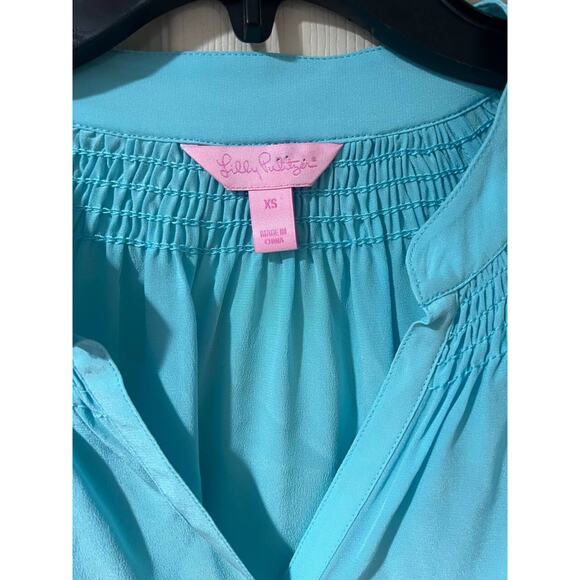 Lilly Pulitzer Women Elsa Silk Top In Tropical Turquoise Size XS A000069 - Picture 4 of 7